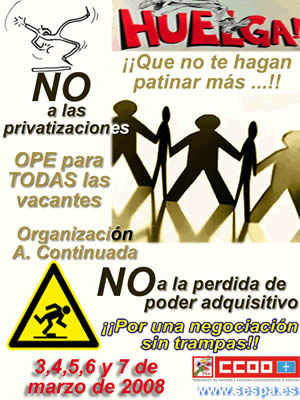 LA FEDERACIÓN DE SANIDAD Y SECTORES SOCIOSANITARIOS DE CC.OO. DE ASTURIAS, CONVOCA HUELGA EN EL SESPA PARA LOS DIAS 3, 4, 5, 6 Y 7 DE MARZO DE 2008.